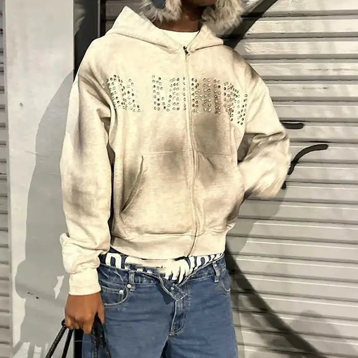 Acid Wash Sun Faded Unisex French Terry Zip up Hoodie