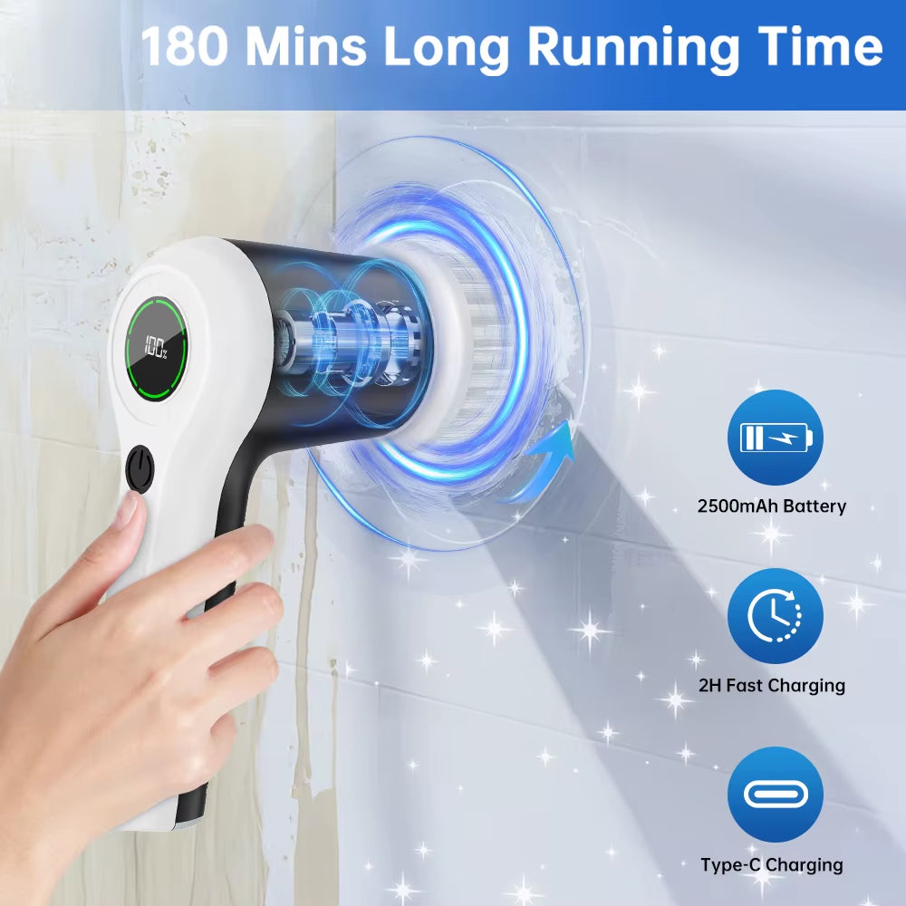 Rechargeable Wireless Electric Spin Scrubber for Kitchen and Dish Cleaning