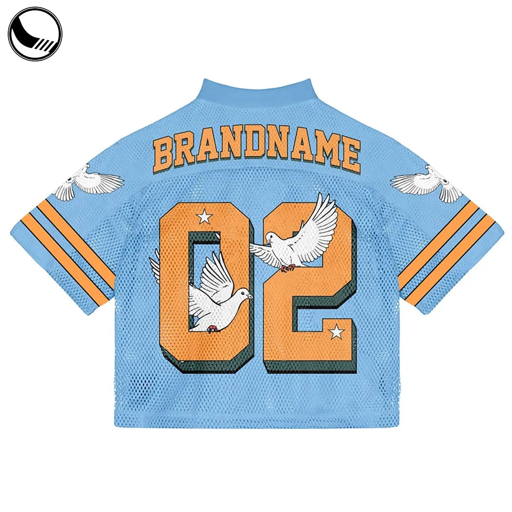 Custom Full Print Retro Football Jersey - High-Quality Sublimation Mesh Boxy Cropped Design
