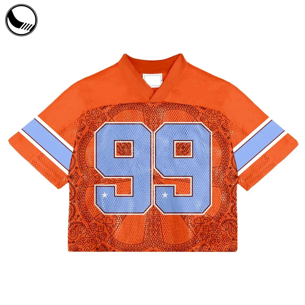 Custom Full Print Retro Football Jersey - High-Quality Sublimation Mesh Boxy Cropped Design