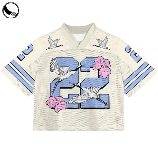 Custom Full Print Retro Football Jersey - High-Quality Sublimation Mesh Boxy Cropped Design