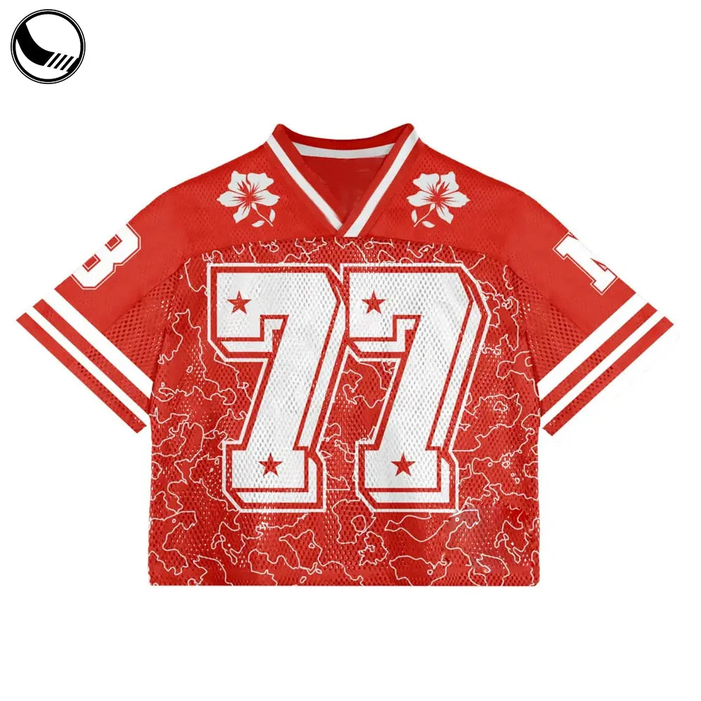 Custom Full Print Retro Football Jersey - High-Quality Sublimation Mesh Boxy Cropped Design